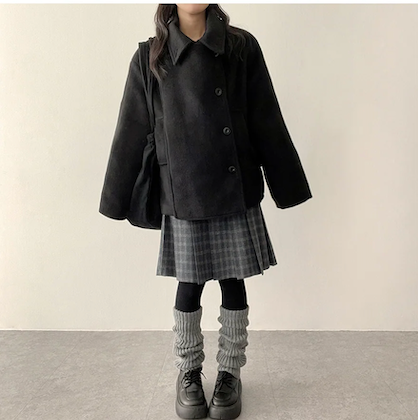 Bomi A-line pleated check midi skirt 