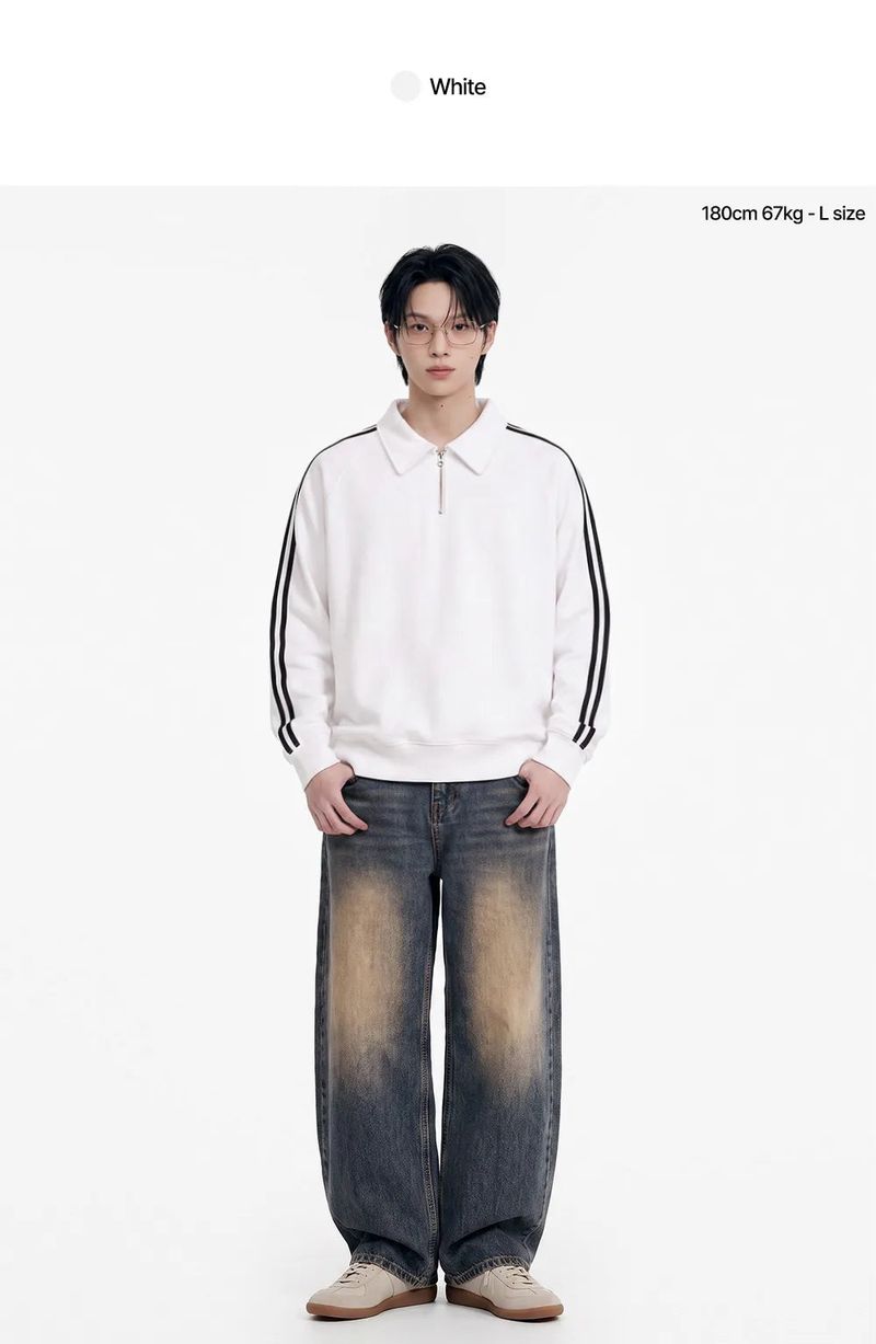 standard collar half zip-up (2color)