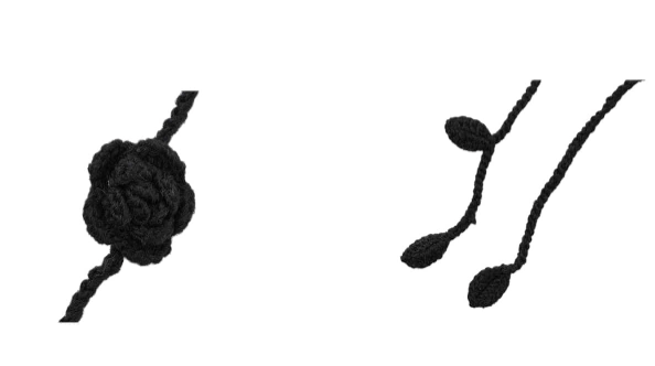 handmade knit flower strap - black   