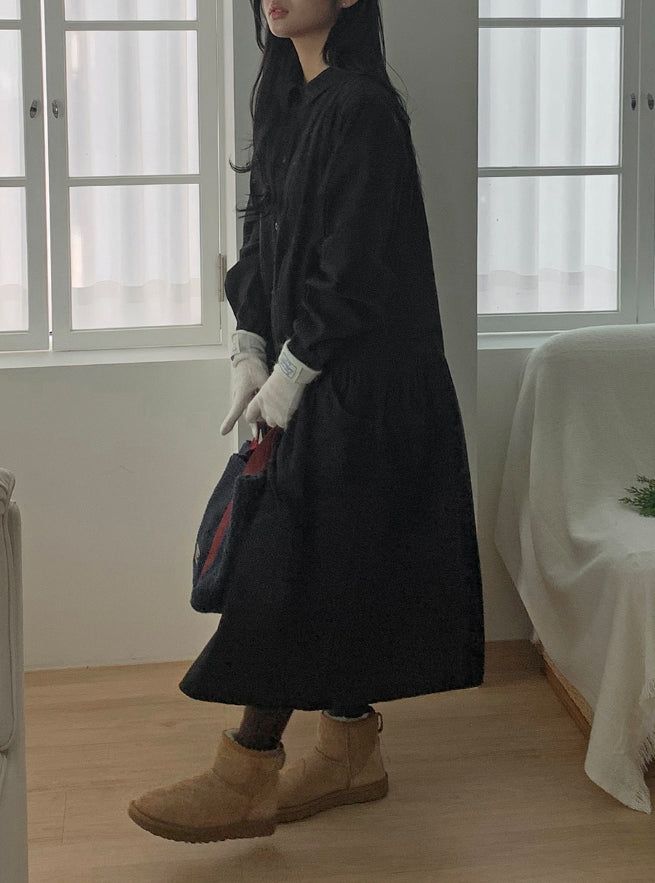 BAON（バオン）の「Vincas Peach Fuzz Shirt Long One Piece（Dresses）」