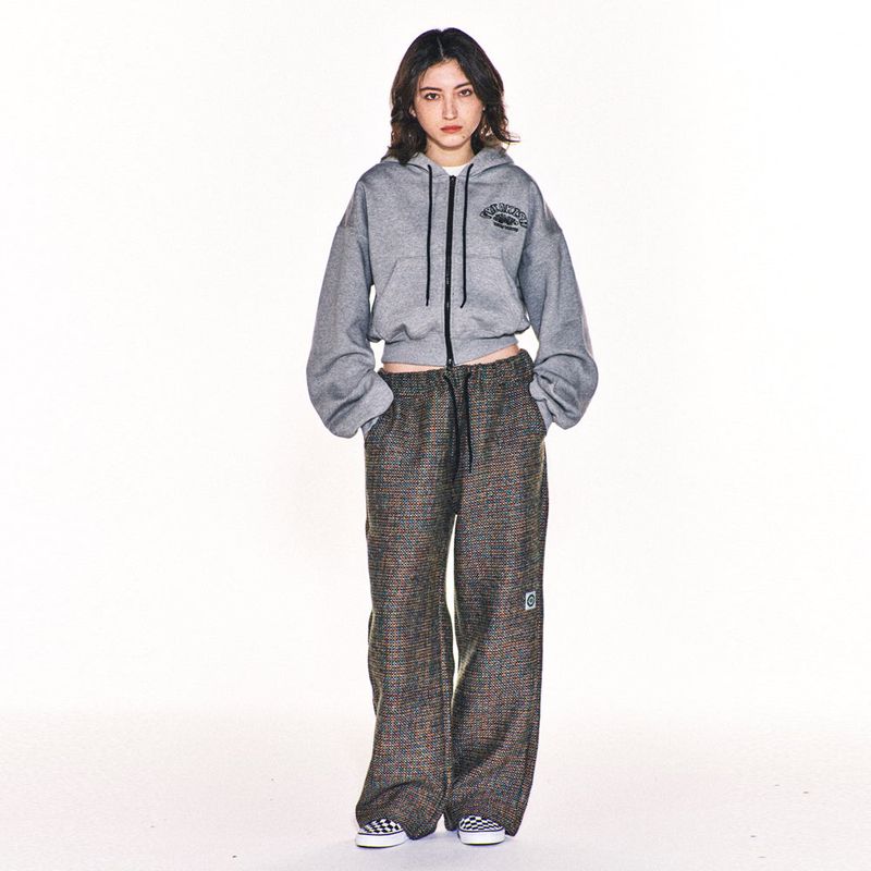 AVRIL TWEED WIDE LONG PANTS (BLUE)