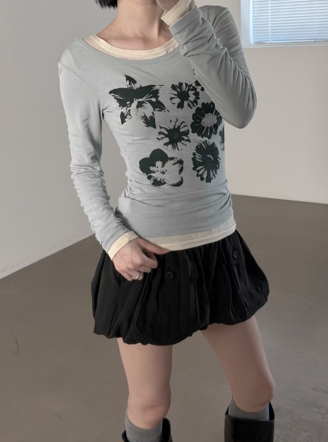Press Flower Boat Neck Tee