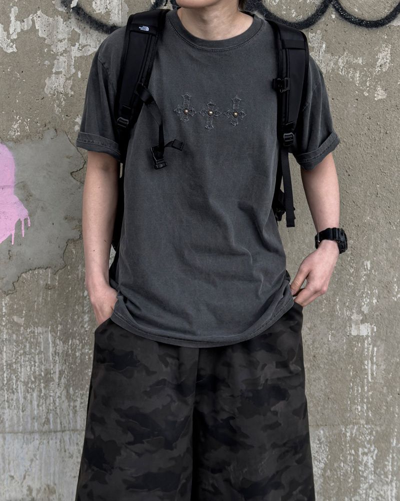 JIIGEUM(ジグム)の「Lusy Pigment Cross Short Sleeve(Tops)」
