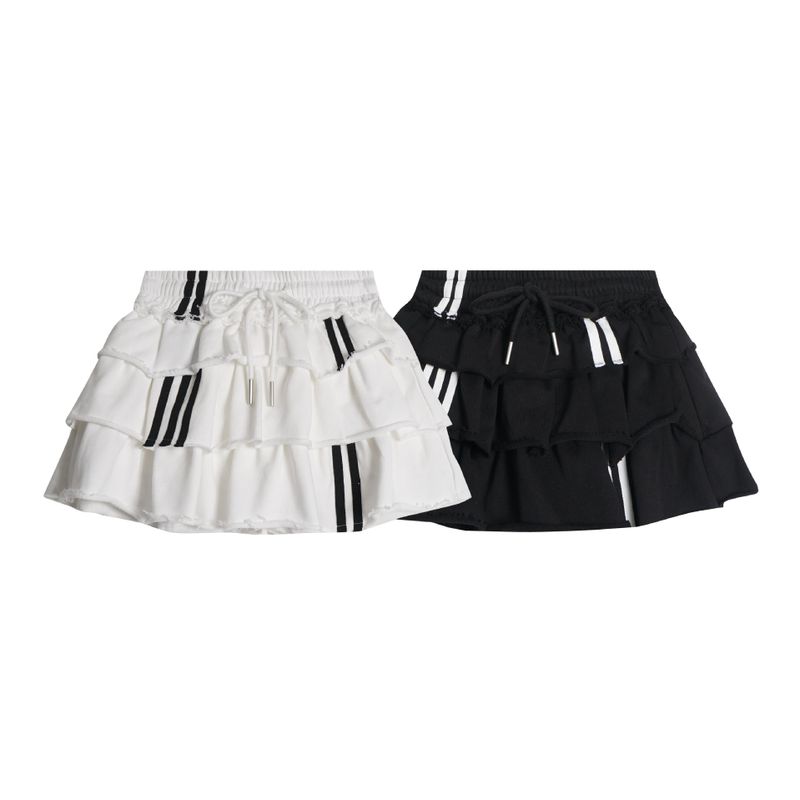 Triple Stripe Ruffle Skirt 231776618