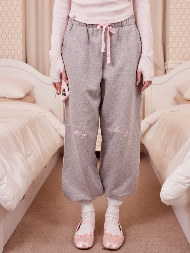 Lacy Sweat Pants_GRAY/PINK