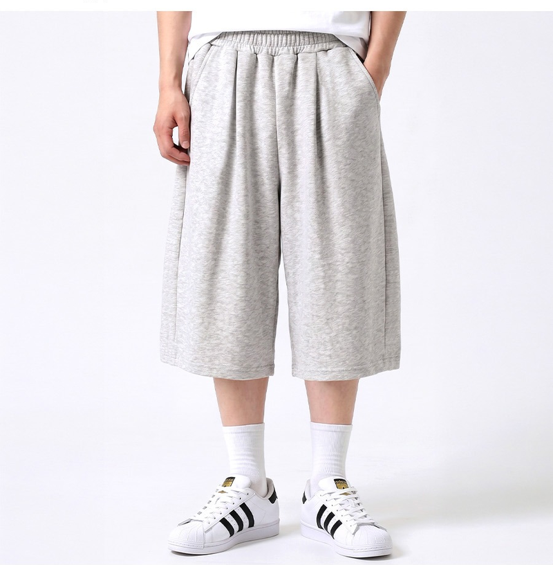 Balloon Curved Side Tuck Bermuda Pants Melange
