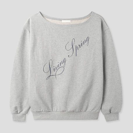 Rainy Lettering Off-Shoulder Sweatshirt