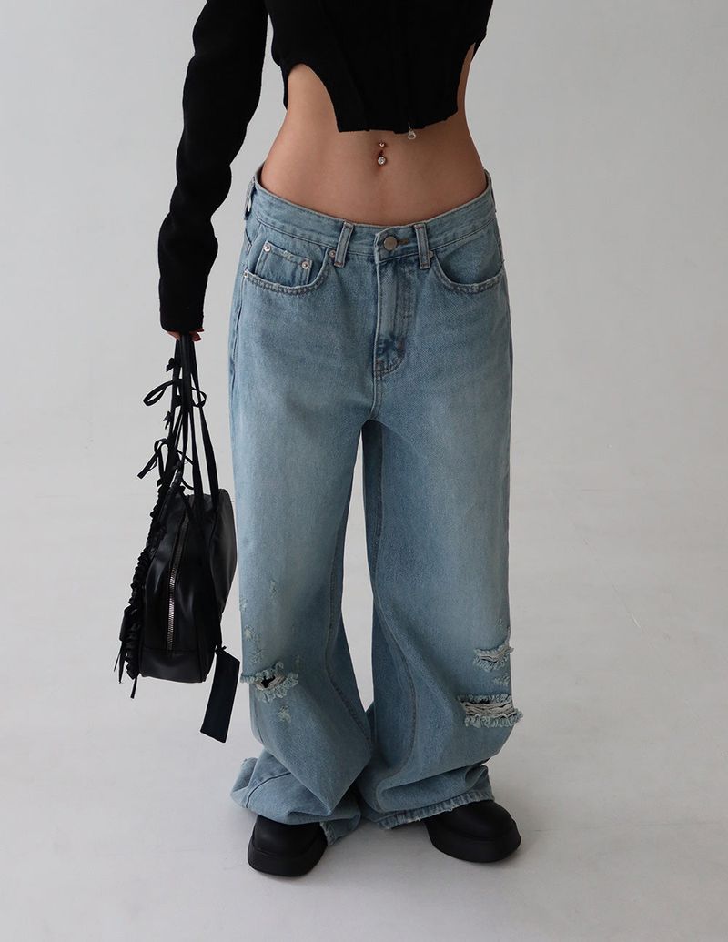 hip lettering wide jeans