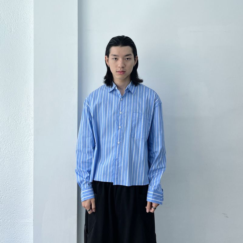 Boxy Cropped Striped Shirt