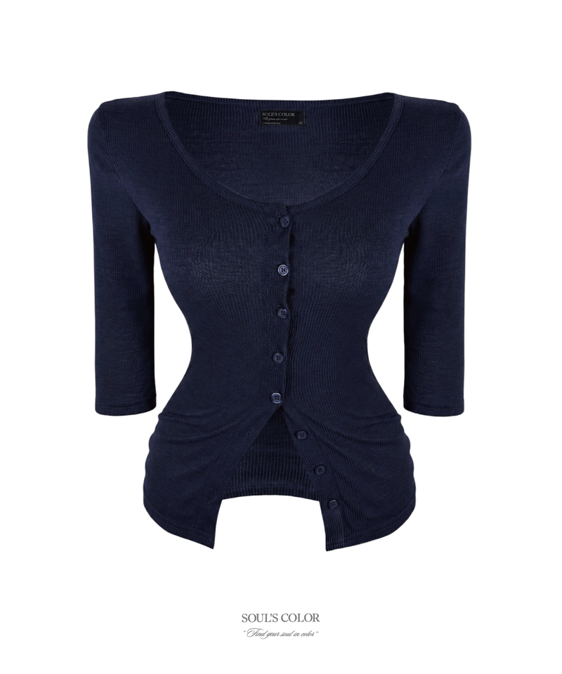[MADE] Sheer Ribbed V-Neck Cardigan (4color)