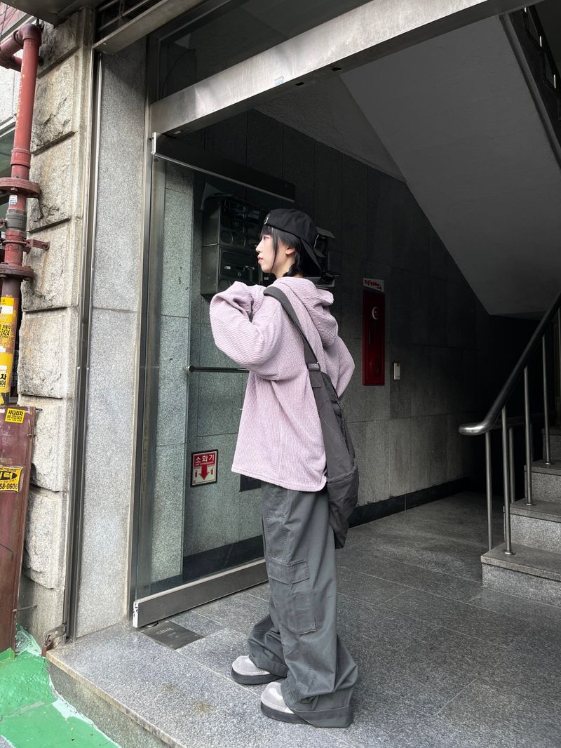 Ehren Charcoal Pintuck Wide Cargo Pants