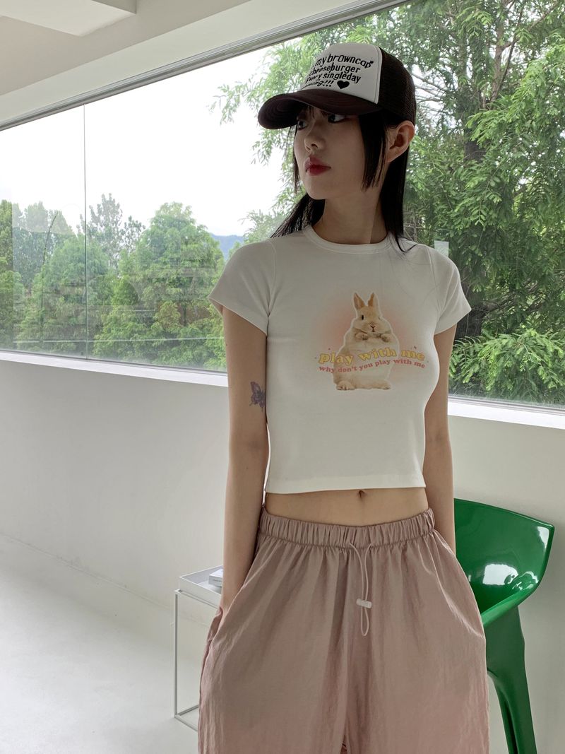 [MADE] エルカバニーラビットプリントクロップド半袖Tシャツ