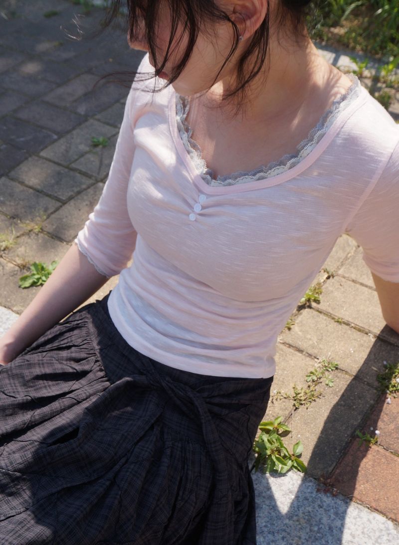 Shirring Glow Top -Apricot
