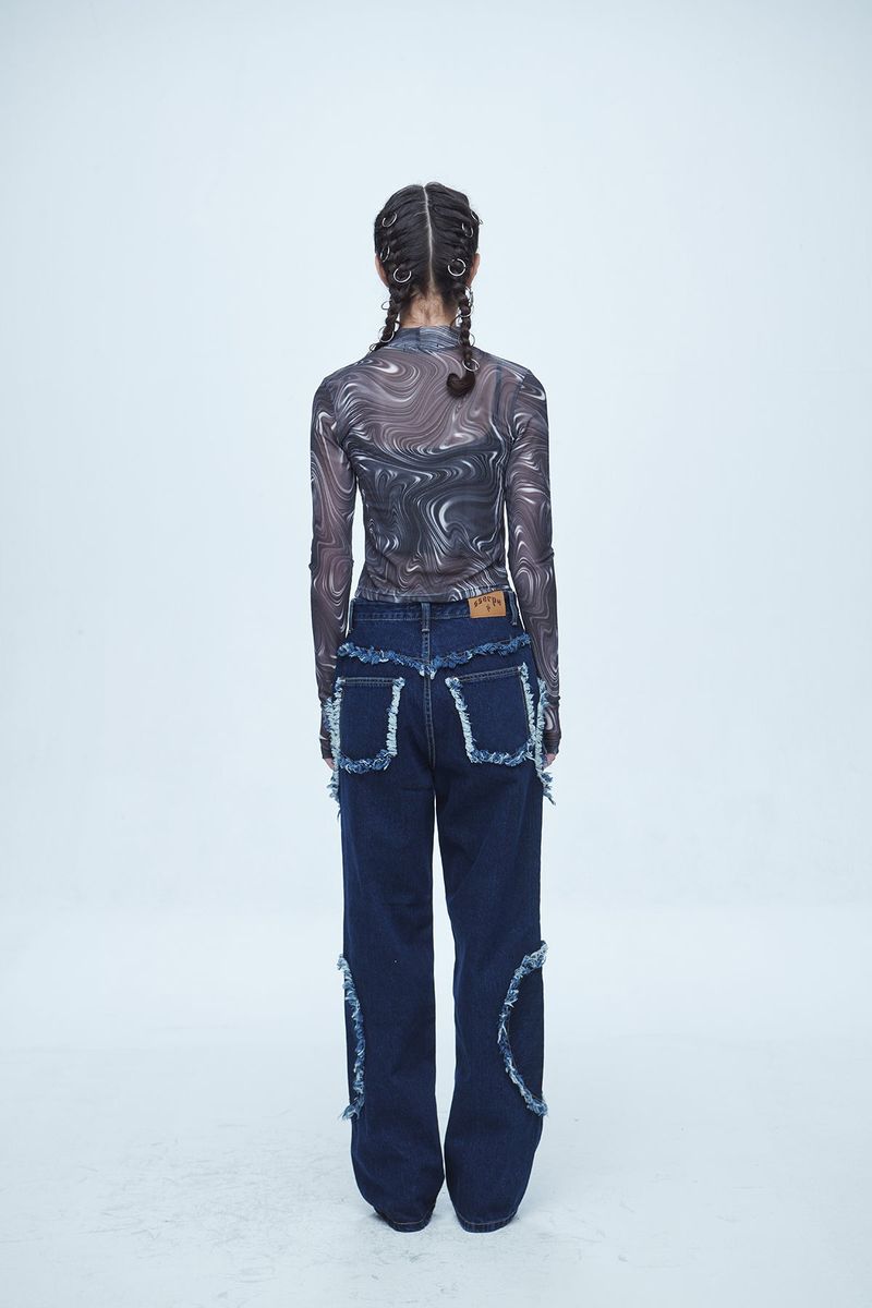 Snake Cutting Denim Pants