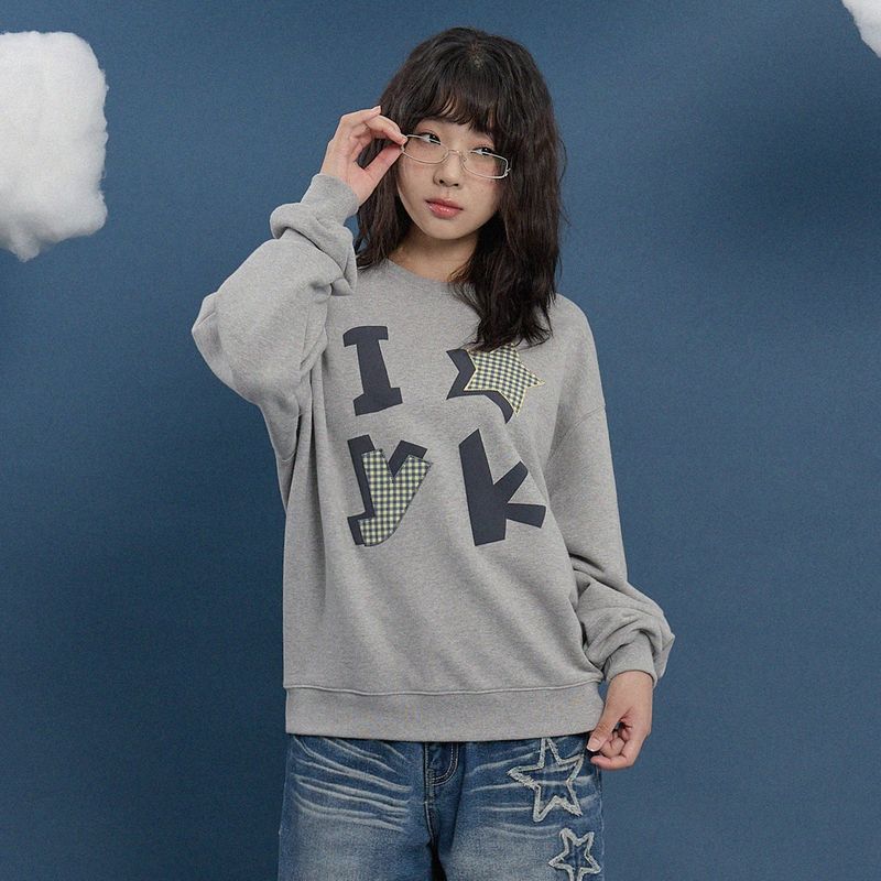 YK Check Applique Sweatshirt