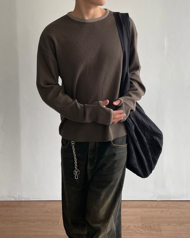 IDF（アイディーエフ）の「グリッドクロップワッフルリンガーTシャツ（トップス）」
