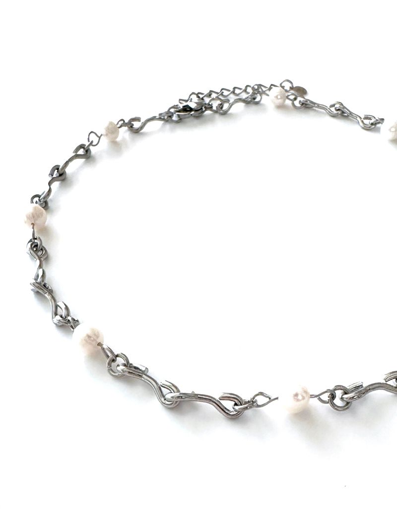 Pearl Pots Chain Necklace  (size: 2type)
