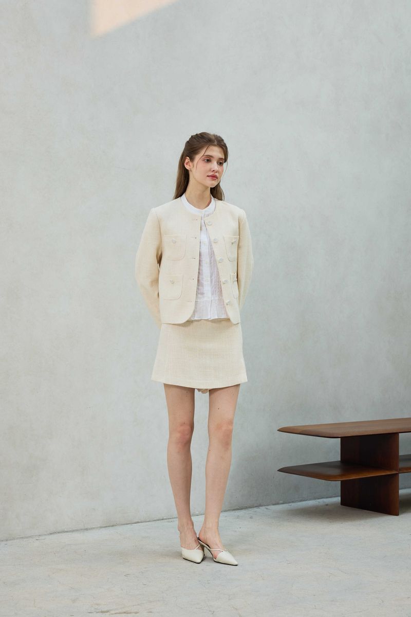 CHERISH TWEED SKIRT PANTS / WHITE