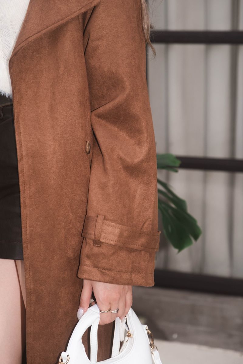Kinda Faux Suede Trench Coat