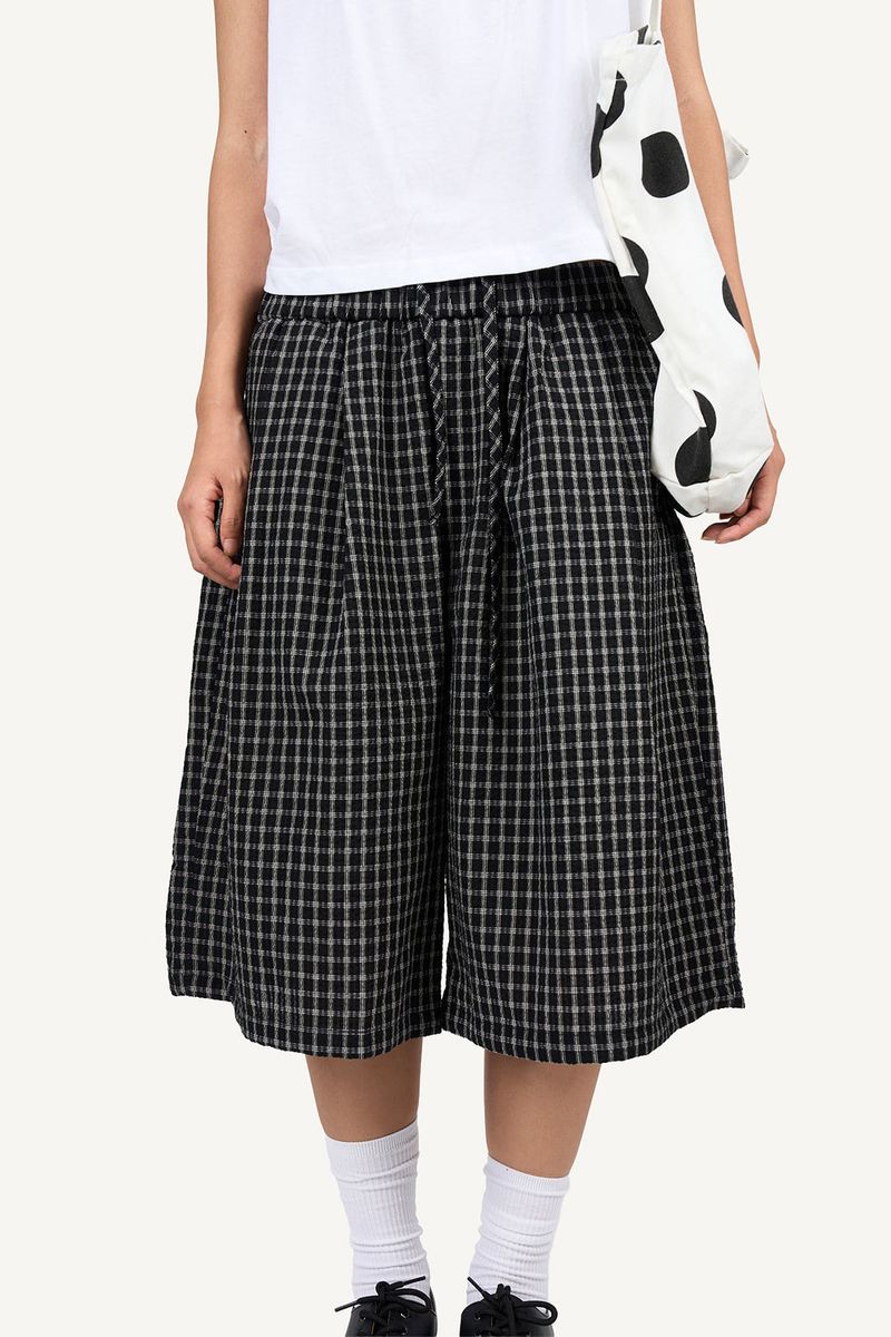 Gingham Check Banding Bermuda Pants