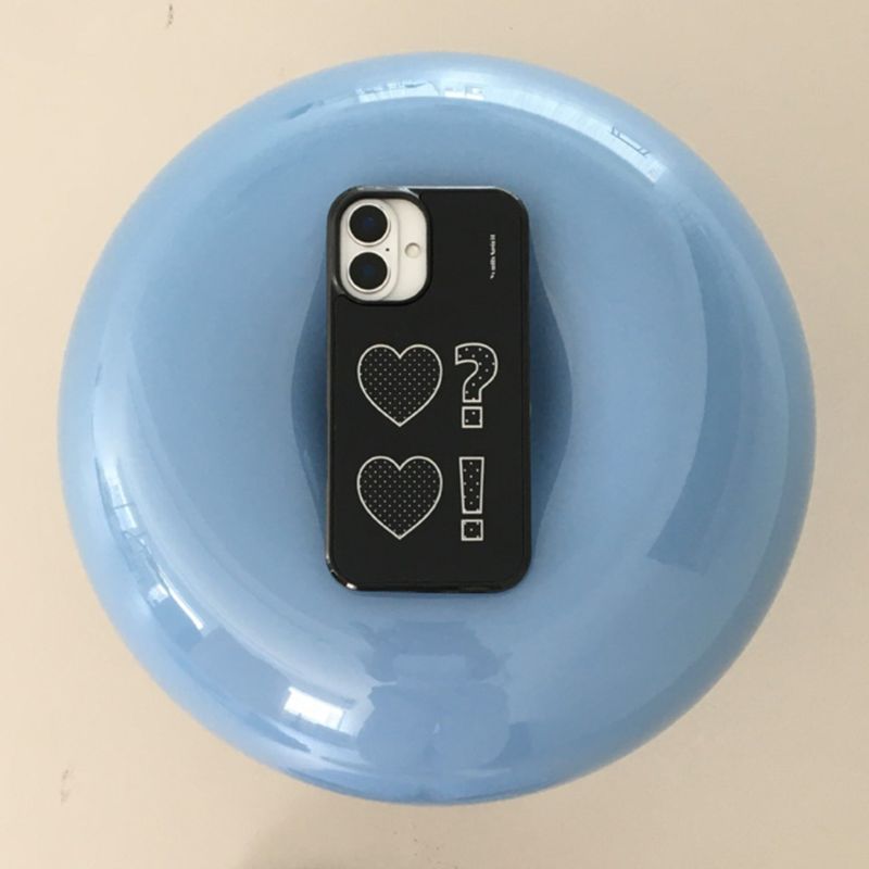 Polka Dot Heart Black Epoxy Bumper Case