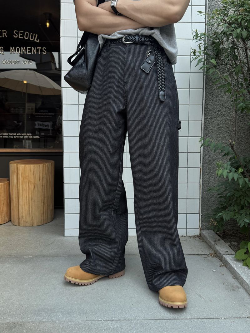 Pint stripe denim pants