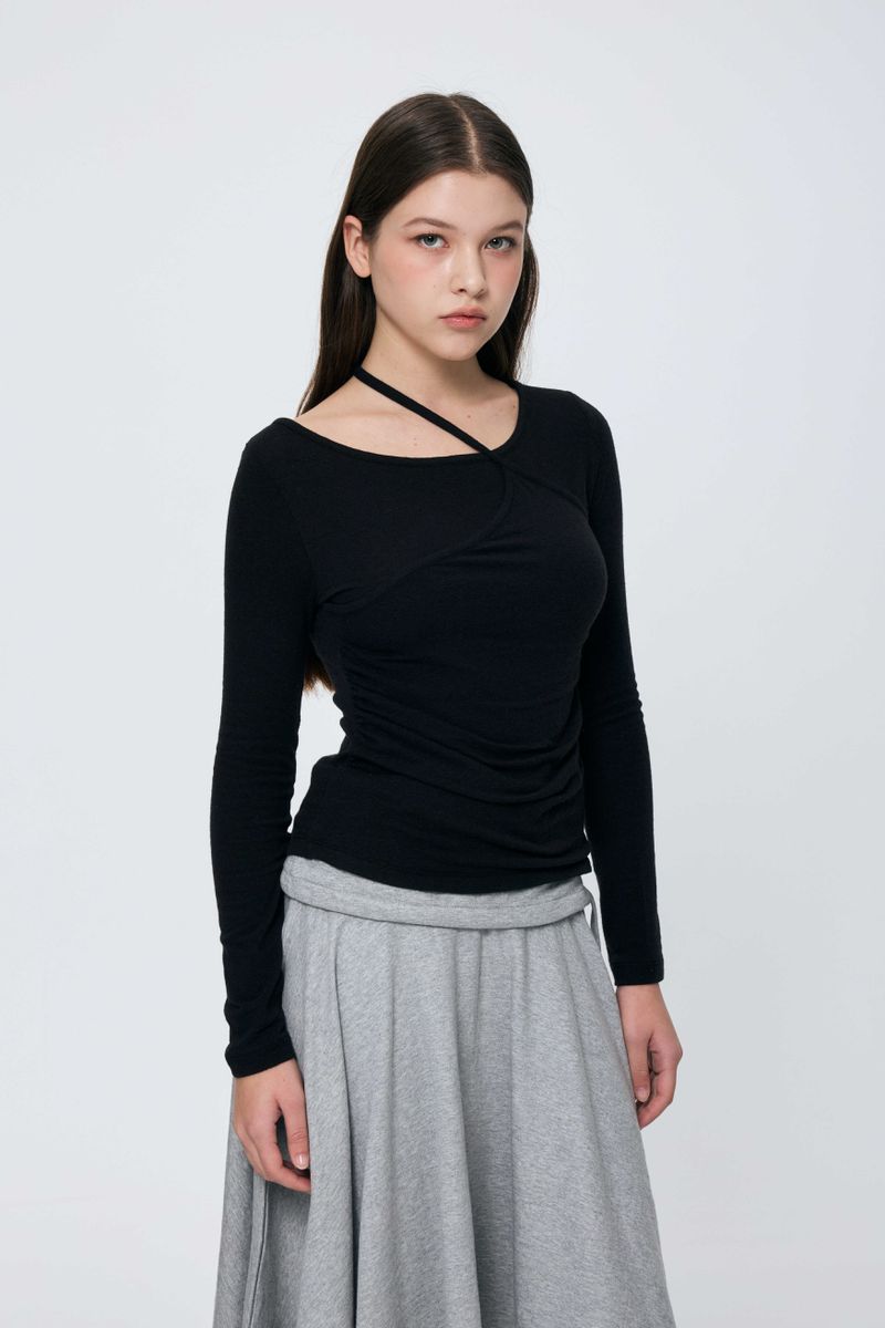 MUREN SHIRRING TOP / BLACK