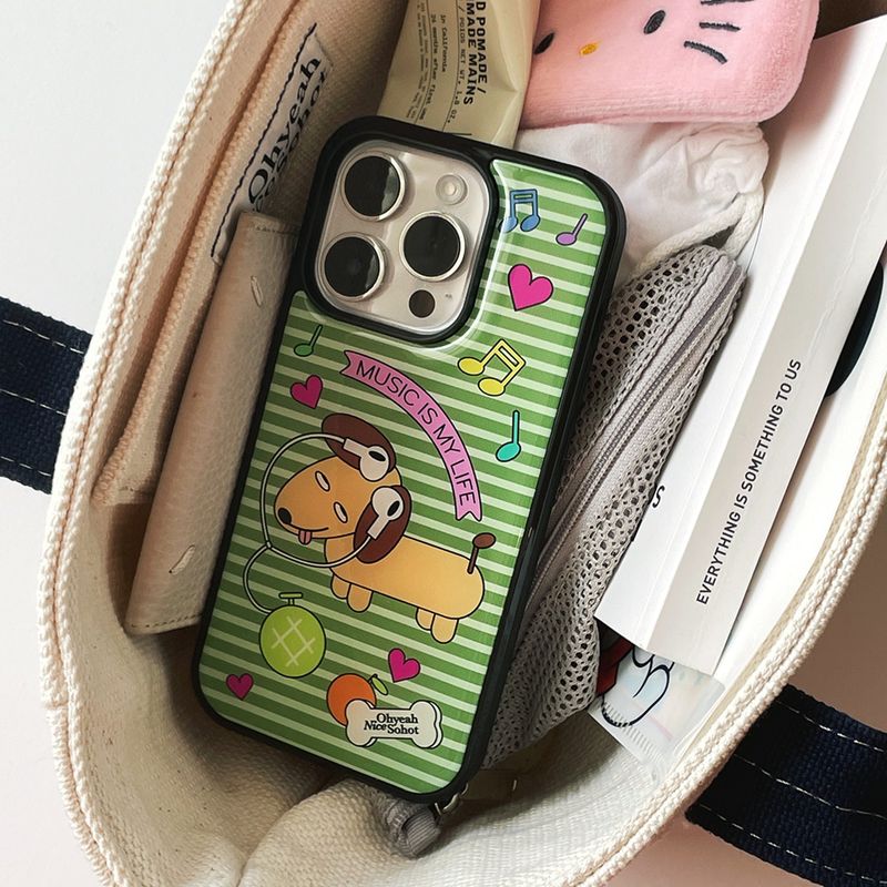 Ohyeah Nice Sohot（オナッソ）の「ミュージックパピーグリーンエポキシフォンケース（スマホグッズ/小物）」