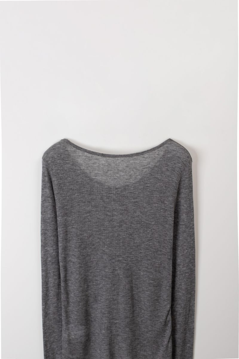 Wool boat neck T (Grey)