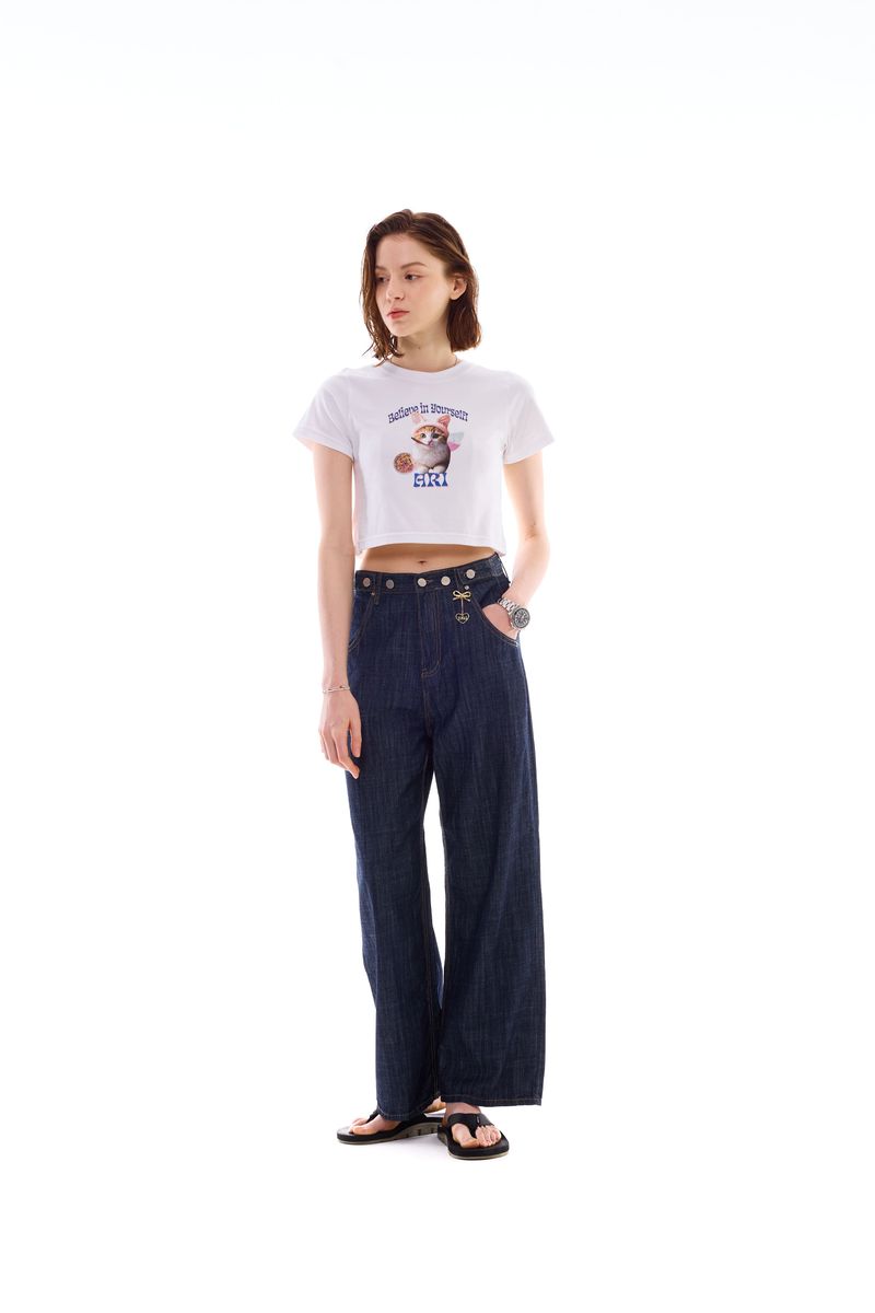 RABBIT CAT CROP T-SHIRT