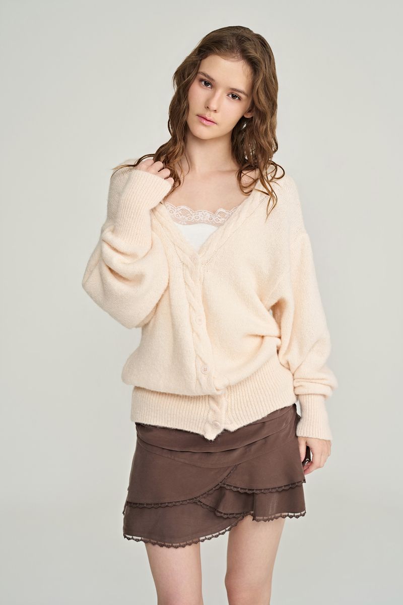Souffle deep v-neck cardigan, Pink