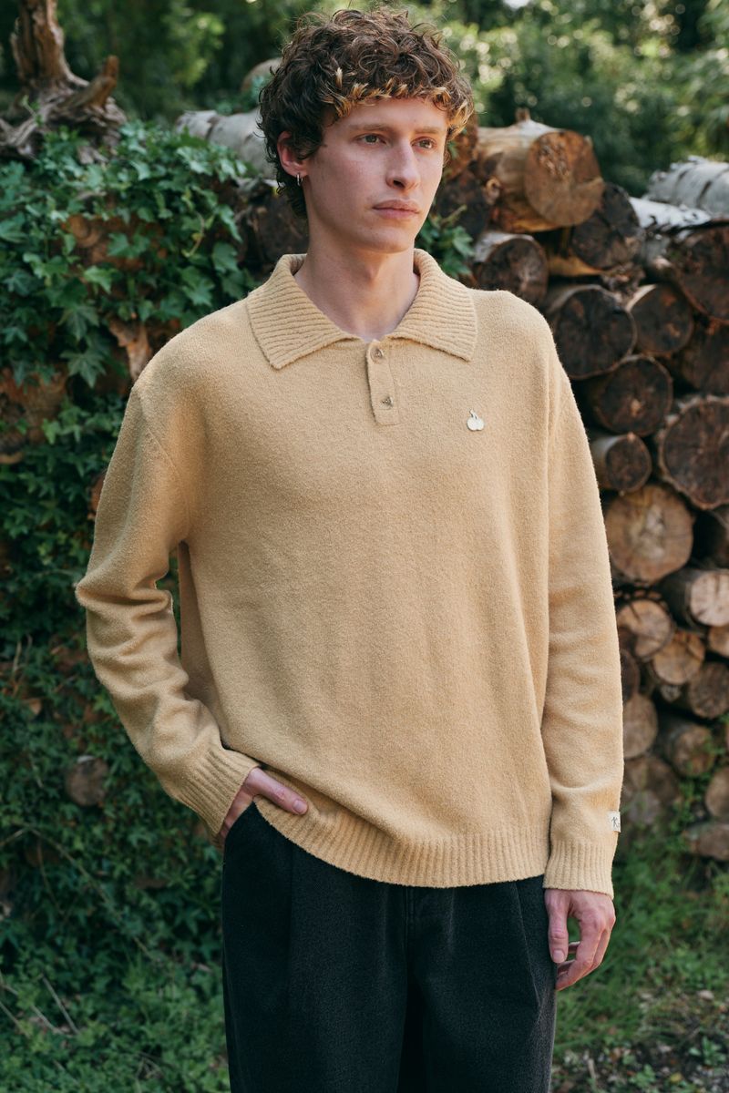 MONO CHERRY MEN COLLAR KNIT[SAND]