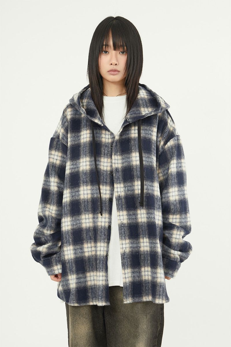 Raucohouse（ラウコハウス）の「キルナフードオーバーチェックシャツ（トップス）」