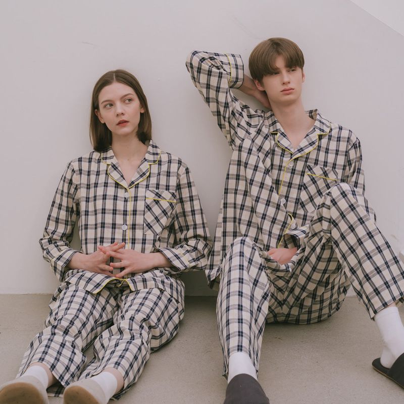 yuppe（ヤッピー）の「チェックパジャマ(W) / CHECK PAJAMA_NAVY(W)（トップス）」