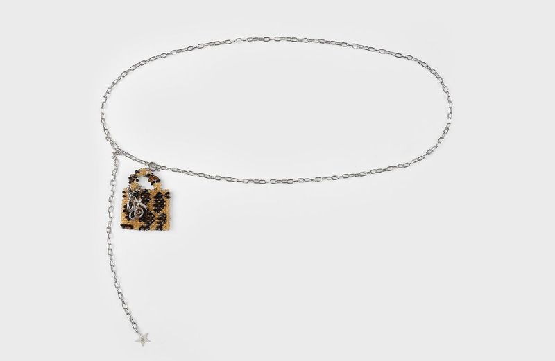 BEADED MICRO BAG & MULTI CHAIN (LEOPARD BROWN)