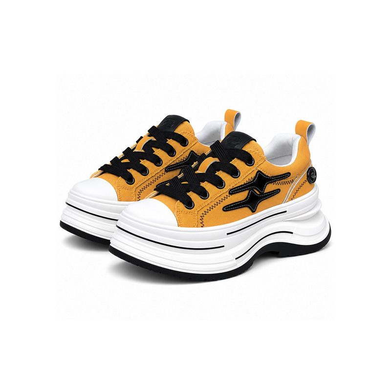 KILLWINNER away from the fire series canvas shoes yellow 7cm height thick-soled casual shoes couple model