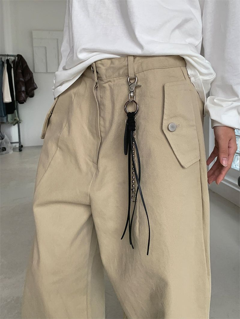 CURVED TUCK COTTON TROUSER