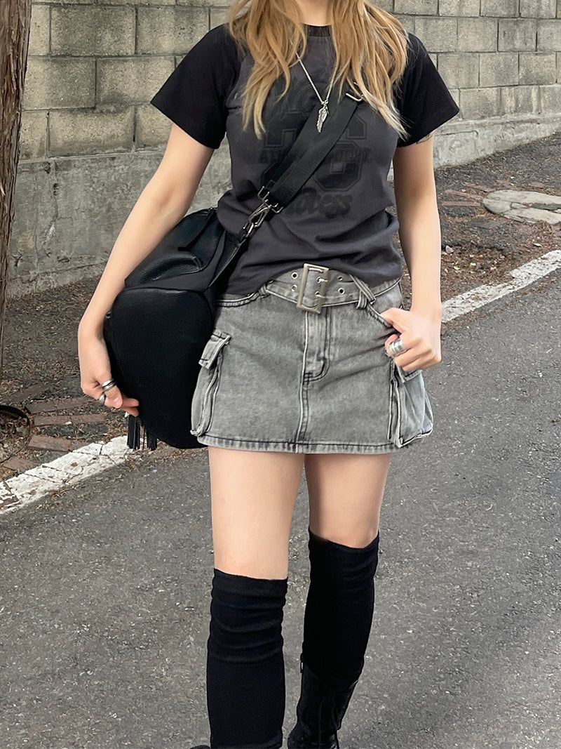 Vintage number printed raglan T-shirt