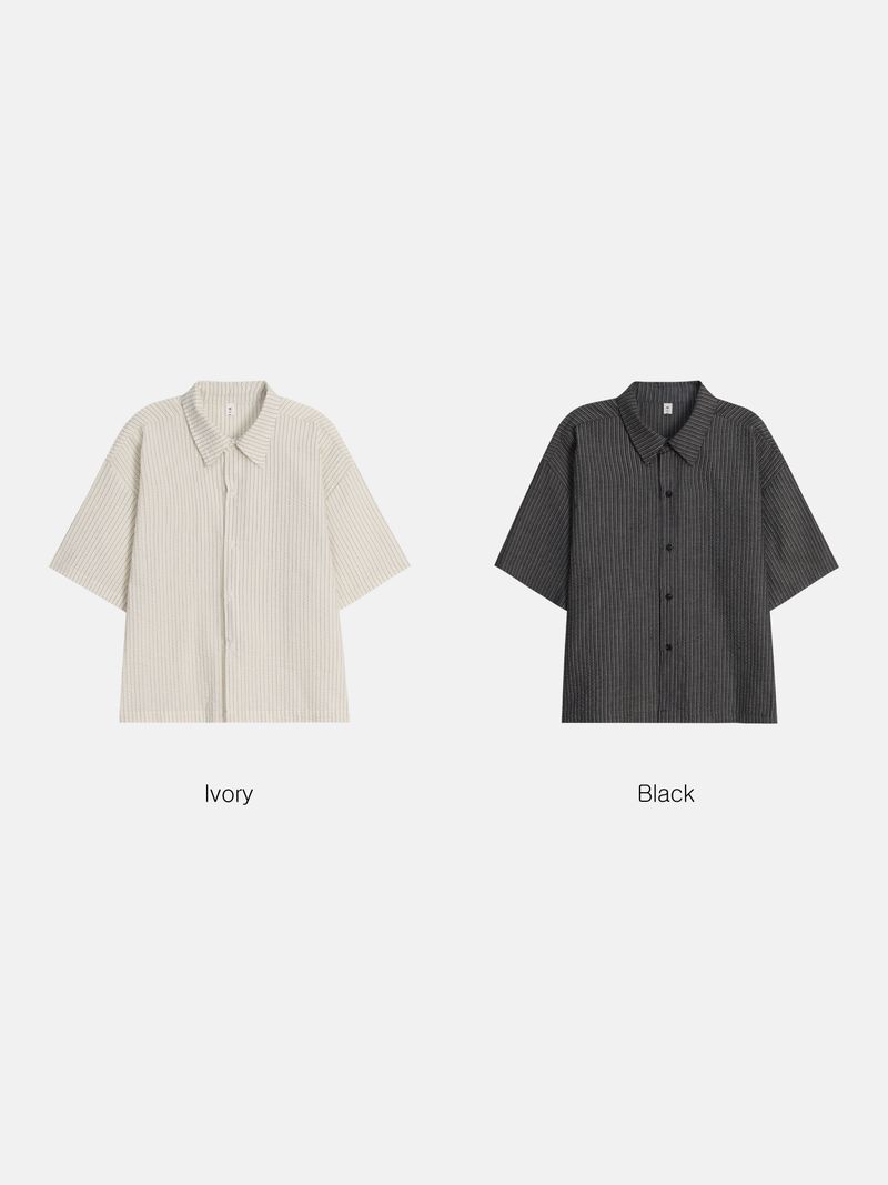 Cipher Cropped Short Sleeve Shirt (2 Colors)