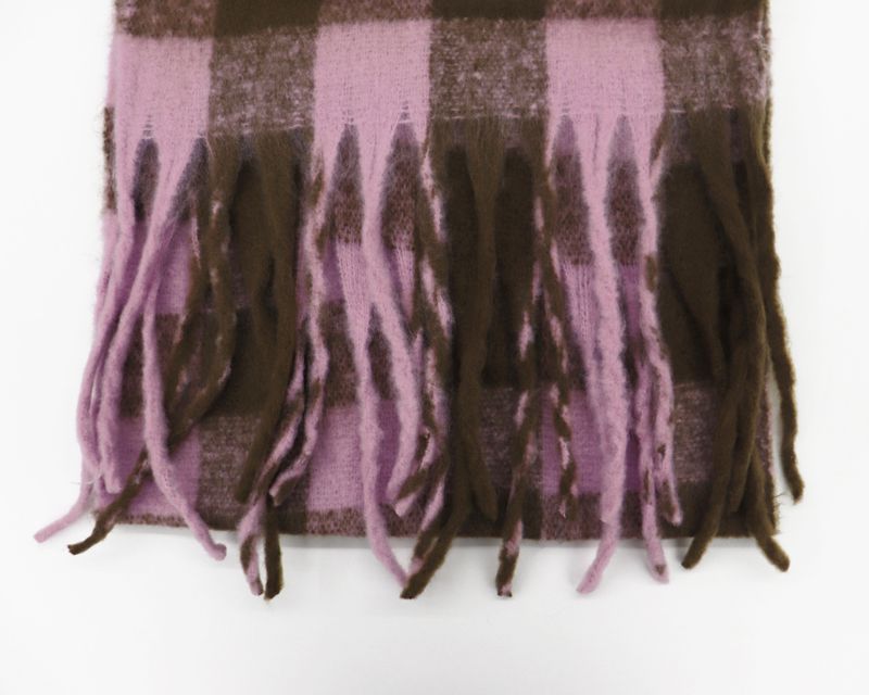 Coing brush check long muffler scarf