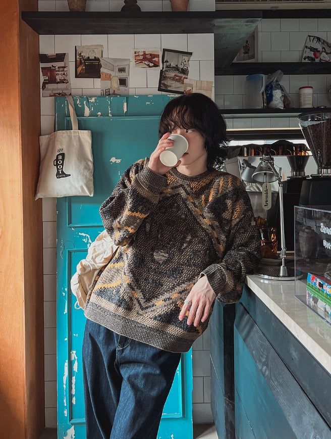 Lion Vintage Knit Long Sleeve T-shirt