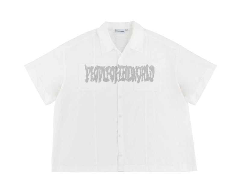 low-edge short-sleeved shirt (WHITE)