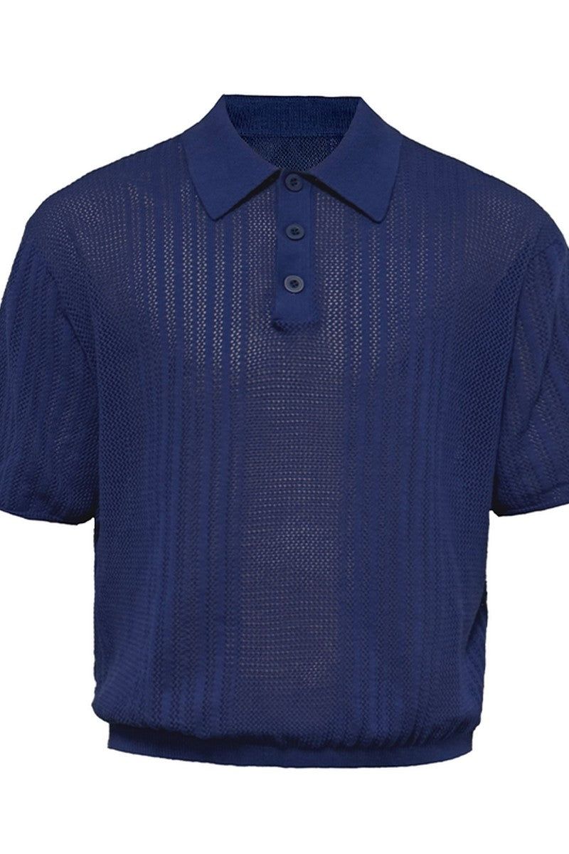 Open Knit Polo Tee