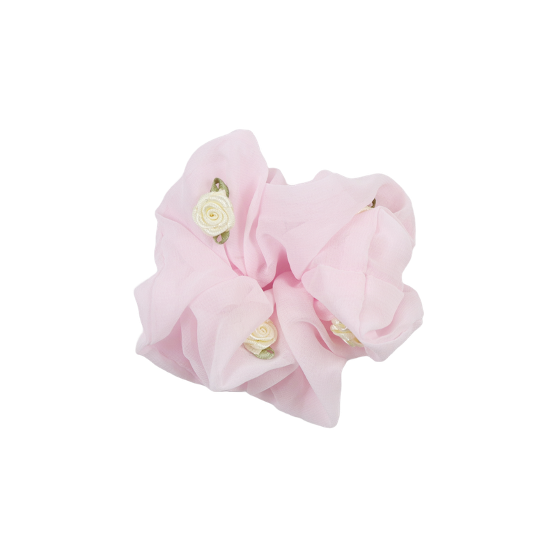 [3PCS 1SET] ROSE CHIFFON SCRUNCHIE