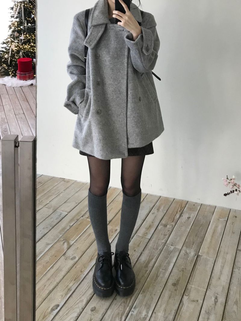 High-neck double coat (2 colors)