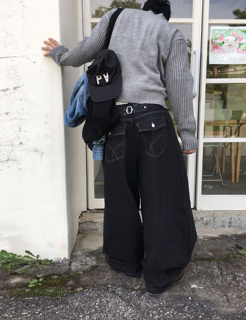 No.1435 back pocket wide denim PT