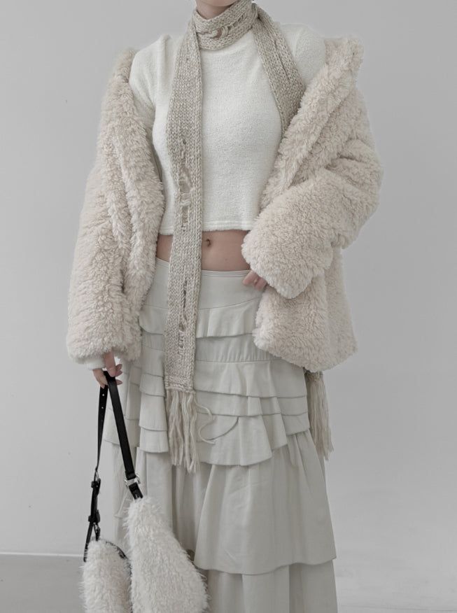 Bocashi Damage Knit Slim Long Muffler