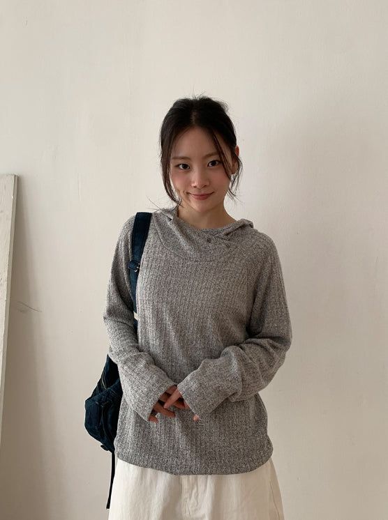 BAON（バオン）の「バーヒット アンバランス リブド フーディー（トップス）」