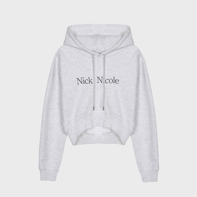 NICK&NICOLE(ニック&ニコール)の「NICOLE LOGO CROP HOODY_MELANGE(Tops)」