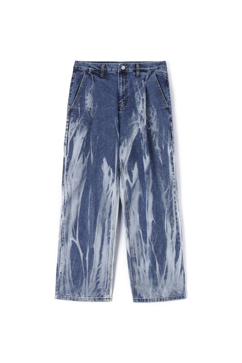 dischange painting denim blue